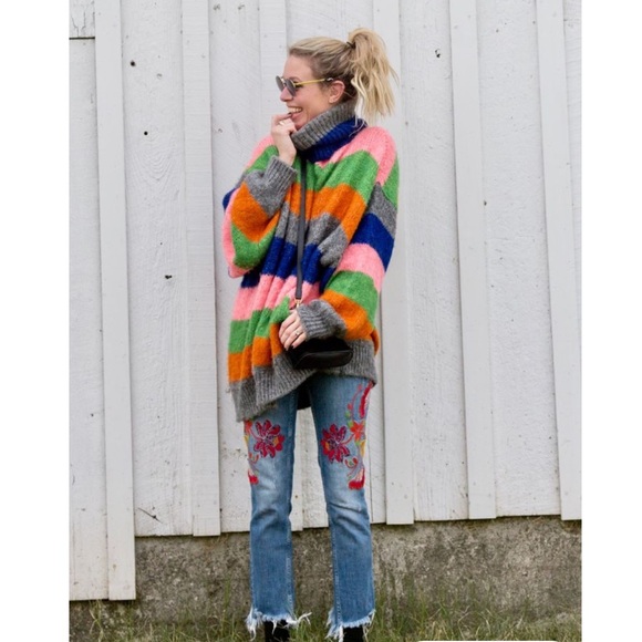 Wide Striped Oversized Fun Colorful Sweater by Sweater Works - Picture 8 of 16